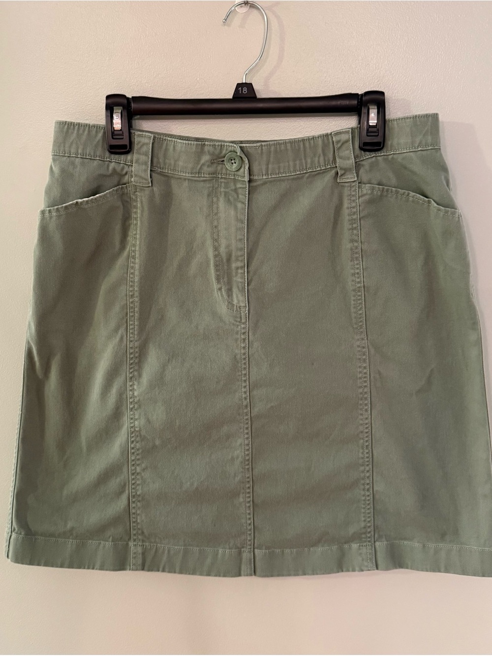 L.L. Bean Sage Green Cotton A-Line Mini Skirt